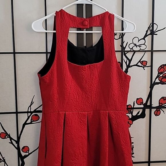 Anthropologie moulinette souers red brocade a-line scoop neck dress - Picture 7 of 13